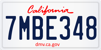 CA license plate 7MBE348