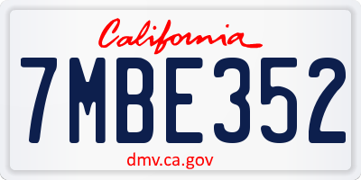 CA license plate 7MBE352