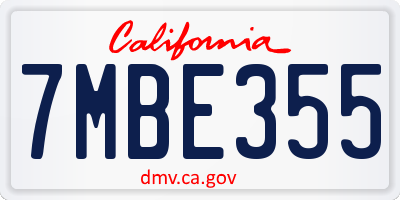 CA license plate 7MBE355