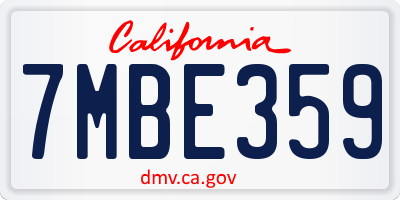 CA license plate 7MBE359
