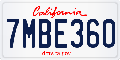 CA license plate 7MBE360