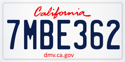 CA license plate 7MBE362