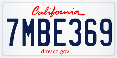 CA license plate 7MBE369