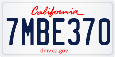 CA license plate 7MBE370