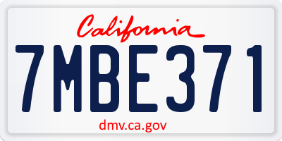 CA license plate 7MBE371
