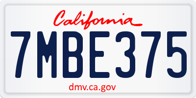 CA license plate 7MBE375