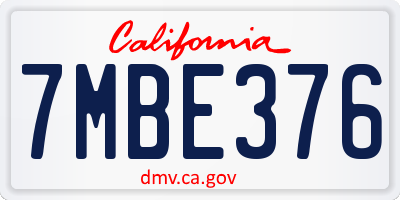 CA license plate 7MBE376
