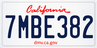 CA license plate 7MBE382