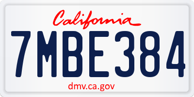CA license plate 7MBE384