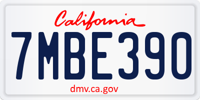 CA license plate 7MBE390