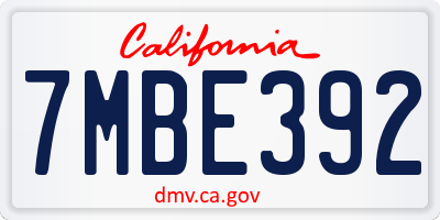 CA license plate 7MBE392
