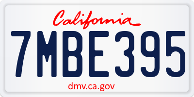 CA license plate 7MBE395