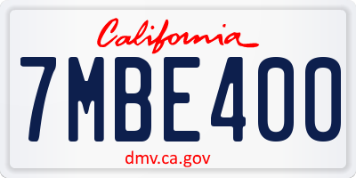 CA license plate 7MBE400