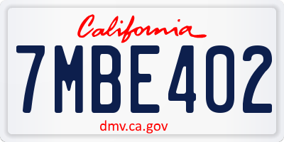 CA license plate 7MBE402