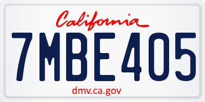 CA license plate 7MBE405