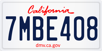 CA license plate 7MBE408