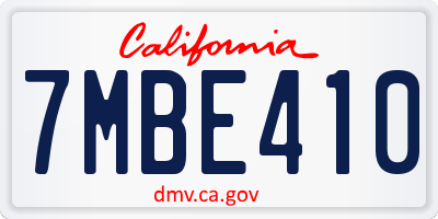 CA license plate 7MBE410