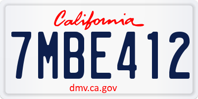 CA license plate 7MBE412