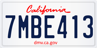 CA license plate 7MBE413