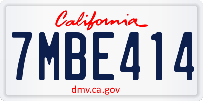 CA license plate 7MBE414