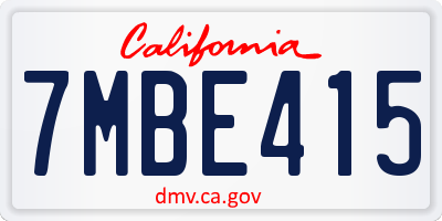CA license plate 7MBE415