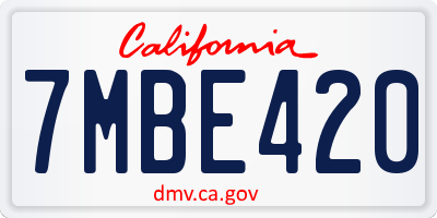 CA license plate 7MBE420