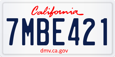 CA license plate 7MBE421