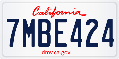 CA license plate 7MBE424