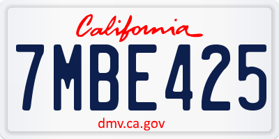 CA license plate 7MBE425