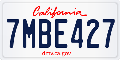 CA license plate 7MBE427