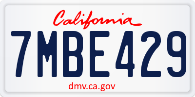 CA license plate 7MBE429