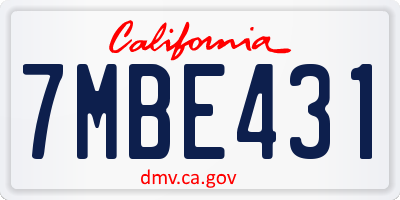 CA license plate 7MBE431