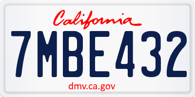 CA license plate 7MBE432