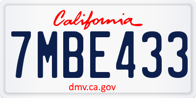CA license plate 7MBE433