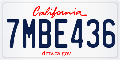 CA license plate 7MBE436