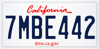 CA license plate 7MBE442