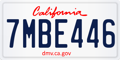 CA license plate 7MBE446