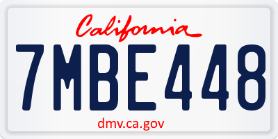 CA license plate 7MBE448