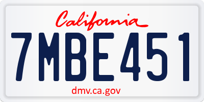 CA license plate 7MBE451