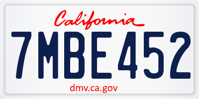CA license plate 7MBE452
