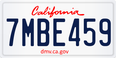 CA license plate 7MBE459