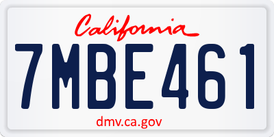 CA license plate 7MBE461