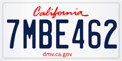 CA license plate 7MBE462