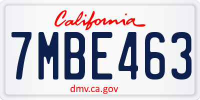 CA license plate 7MBE463