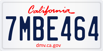 CA license plate 7MBE464