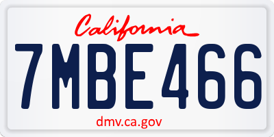CA license plate 7MBE466