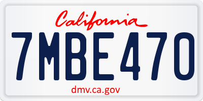 CA license plate 7MBE470