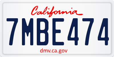 CA license plate 7MBE474