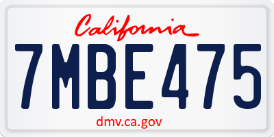 CA license plate 7MBE475