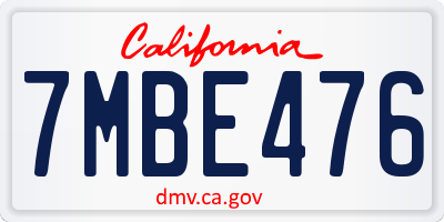 CA license plate 7MBE476